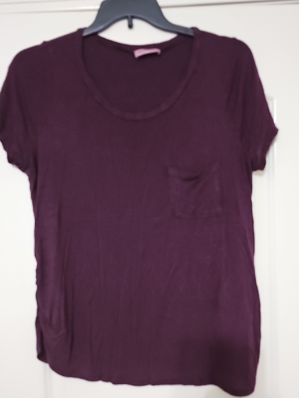 Women's Short Sleeve Pocket Tee Plum 1x Maternity
